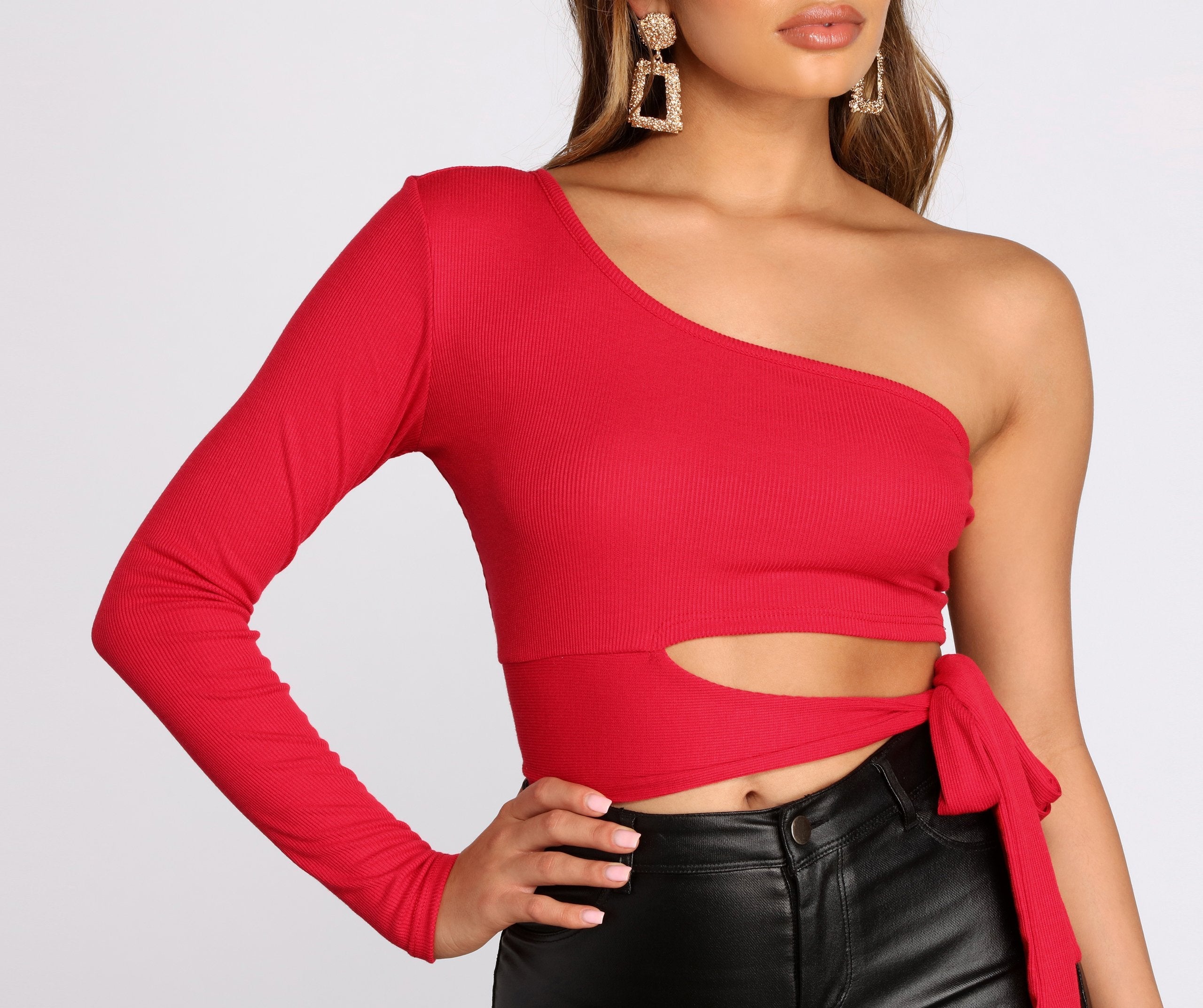 Single Sleeve Ribbed Crop Top Ins Street