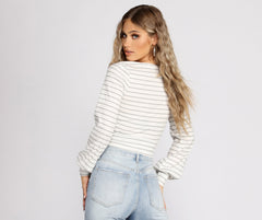 Cute And Casual Striped Ribbed Crop Top Ins Street