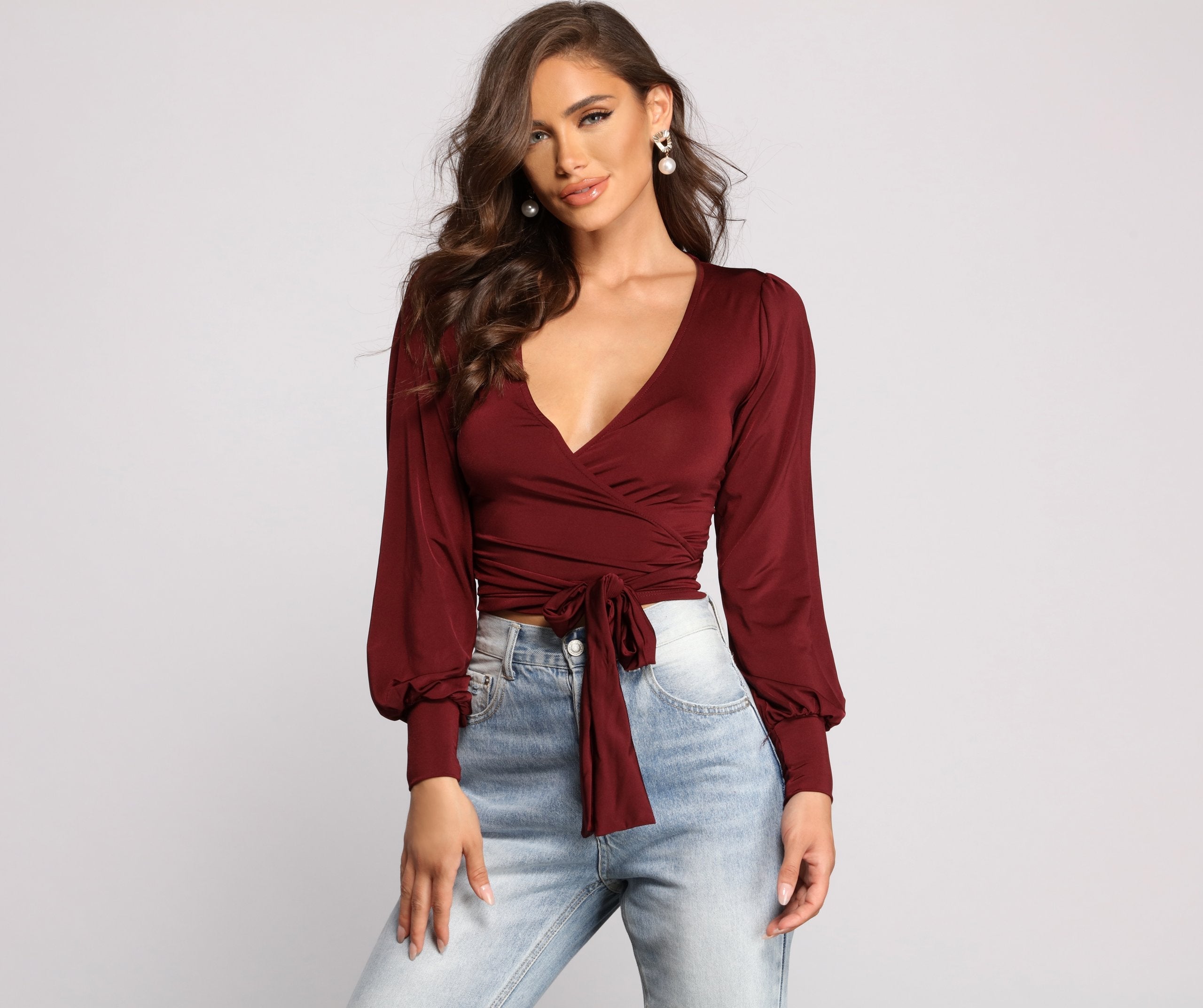 Slinky Knit Wrap Front Top Ins Street