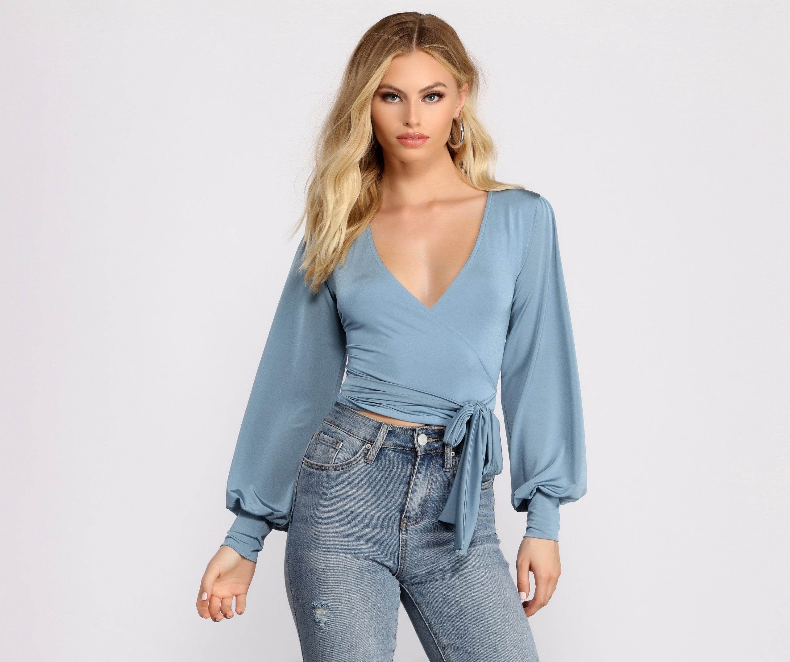 Slinky Knit Wrap Front Top Ins Street