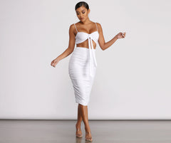 Cropped Ruched Tie Front Top Ins Street