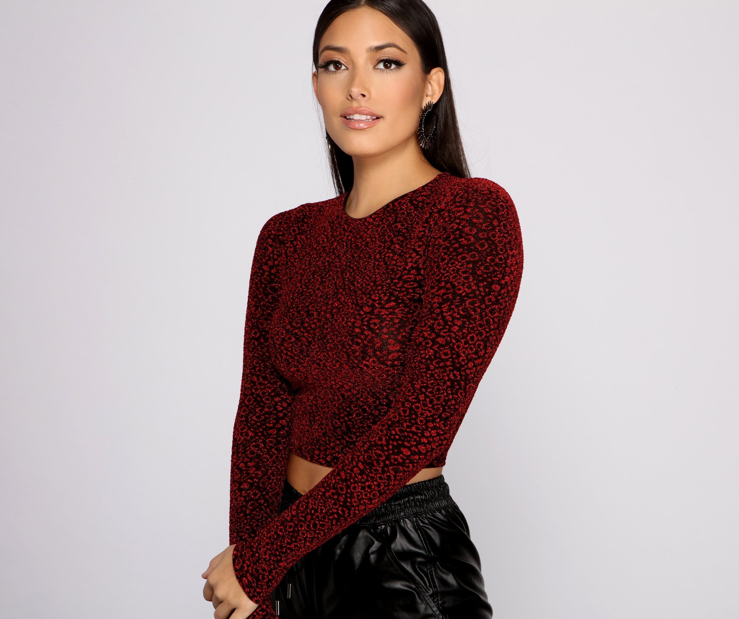 So Chic Crew Neck Lurex Crop Top Ins Street