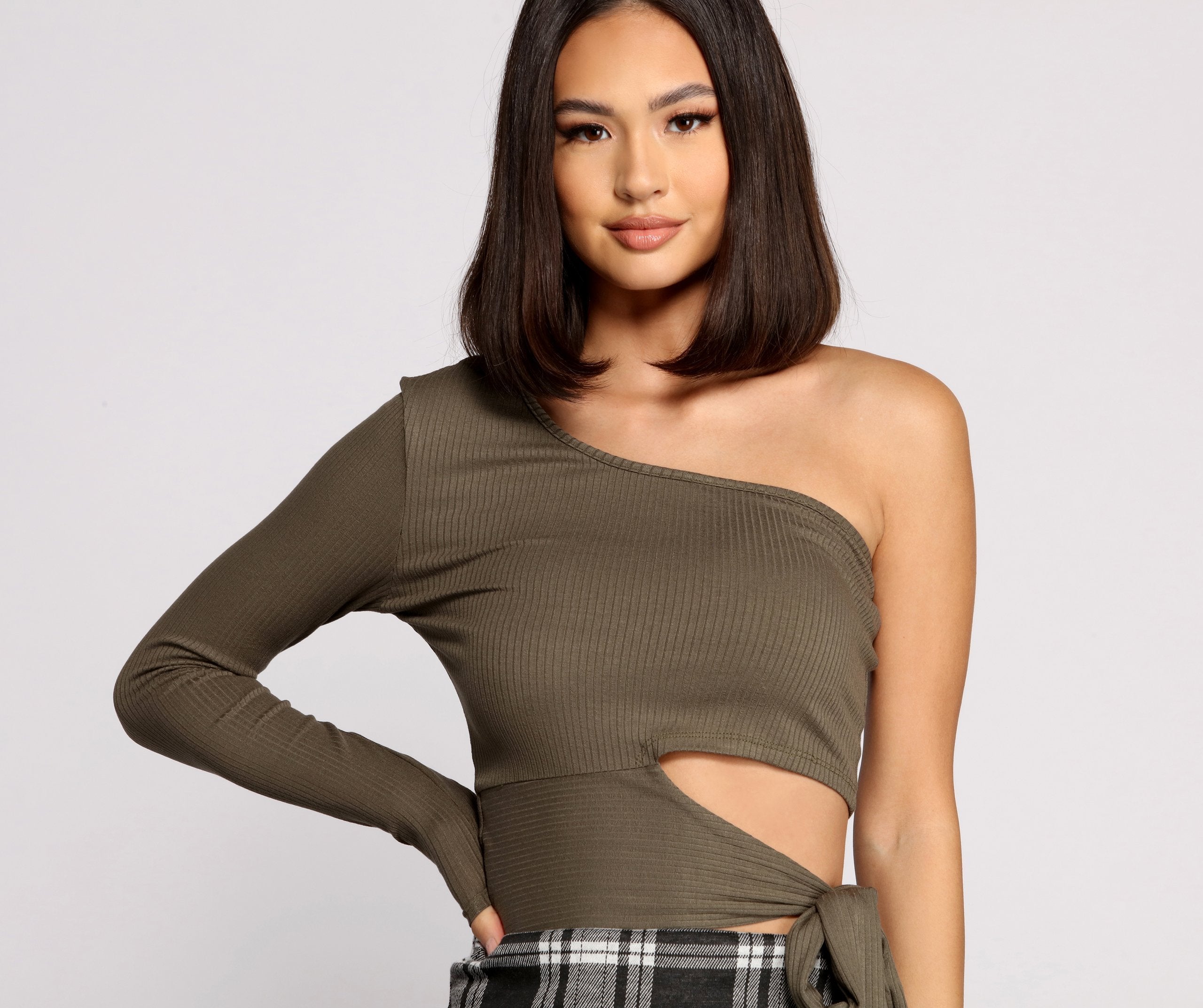 Single Sleeve Ribbed Crop Top Ins Street