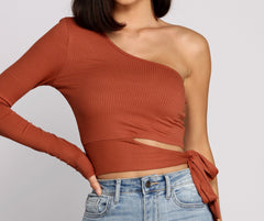 Single Sleeve Ribbed Crop Top Ins Street