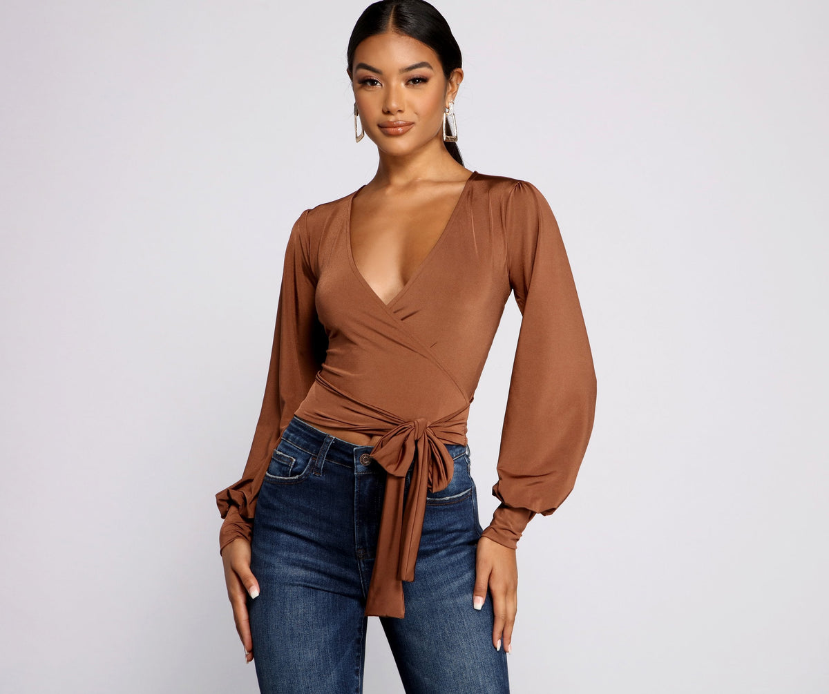 Slinky Knit Wrap Front Top Ins Street