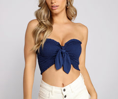 Smocked Tie-Front Tube Top Ins Street