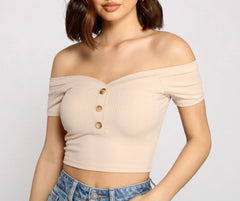 Simple Style Off-The-Shoulder Crop Top Ins Street