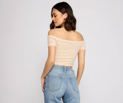 Simple Style Off-The-Shoulder Crop Top Ins Street