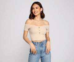 Simple Style Off-The-Shoulder Crop Top Ins Street