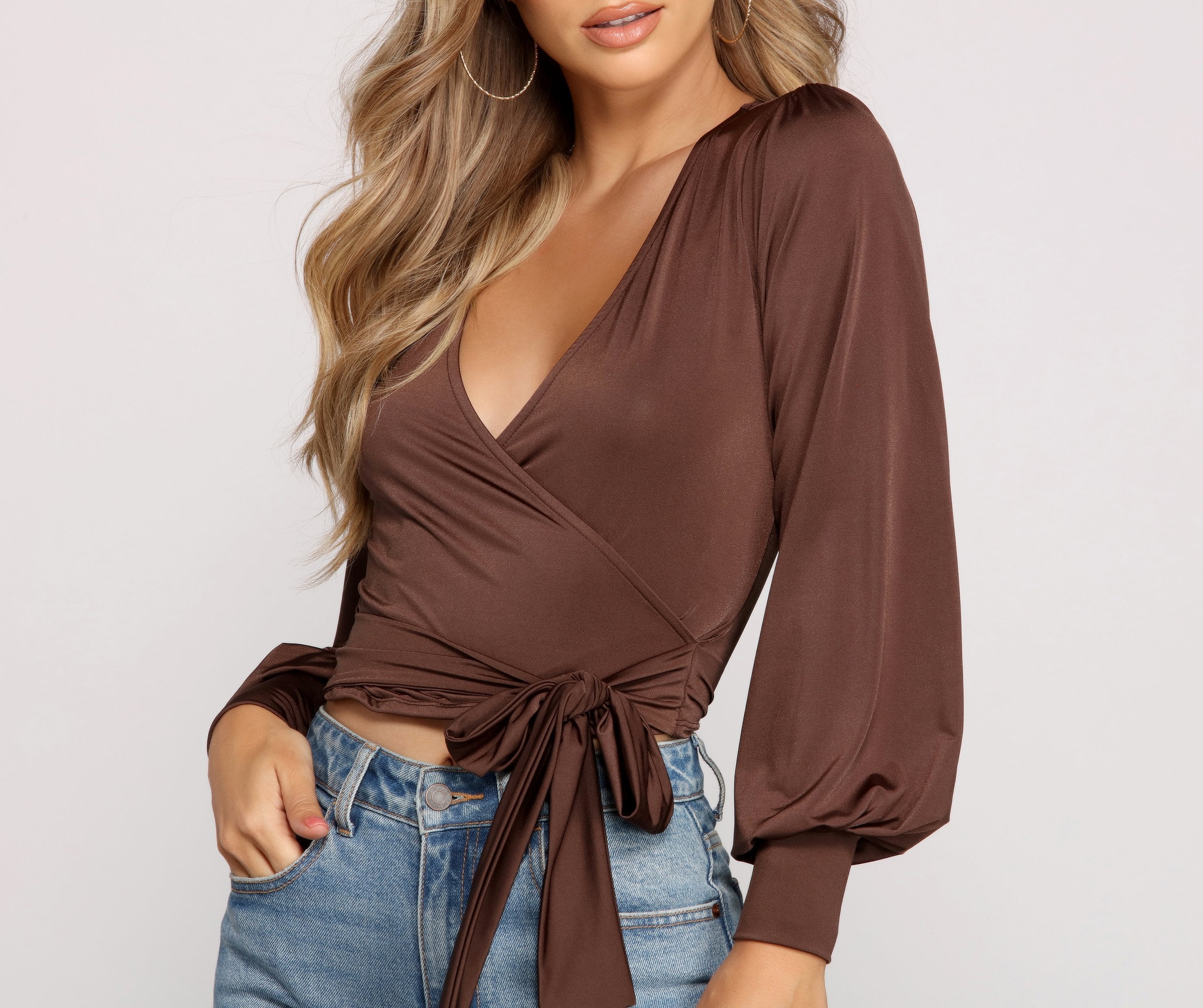 Slinky Knit Wrap Front Top Ins Street