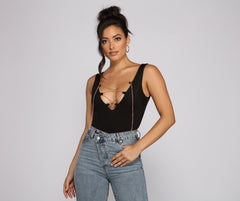 Sleek And Sultry Lace-Up Bodysuit Ins Street