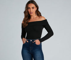 Cozy Knit Off-The-Shoulder Top ladies-street