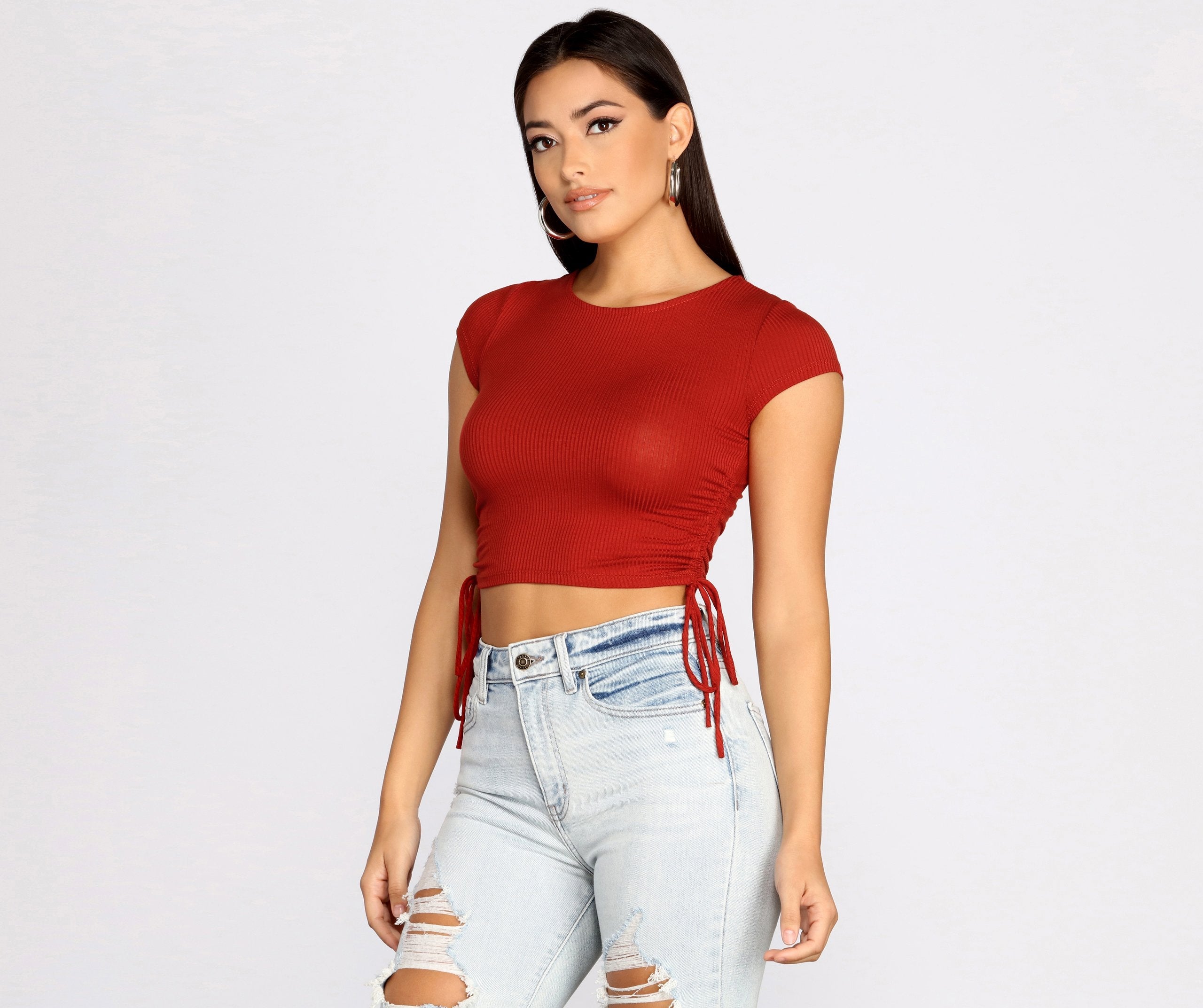 Side To Side Ribbed Knit Crop Top Ins Street