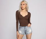 So Basic Notched Ribbed Knit Top Ins Street