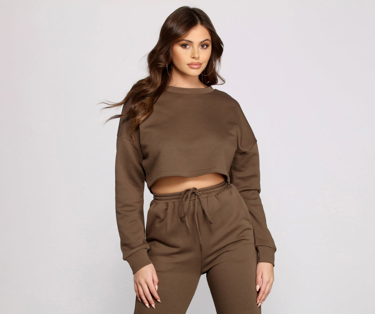 Cozy French Terry Knit Crop Top Ins Street