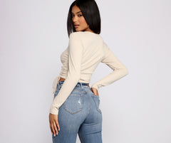 Side Tie Ribbed Knit Crop Top Ins Street