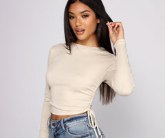 Side Tie Ribbed Knit Crop Top Ins Street