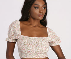 Cropped Floral Ditsy Puff Sleeve Top Ins Street