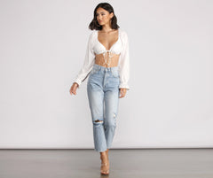 Crushing On You Long Puff Sleeve Crop Top Ins Street