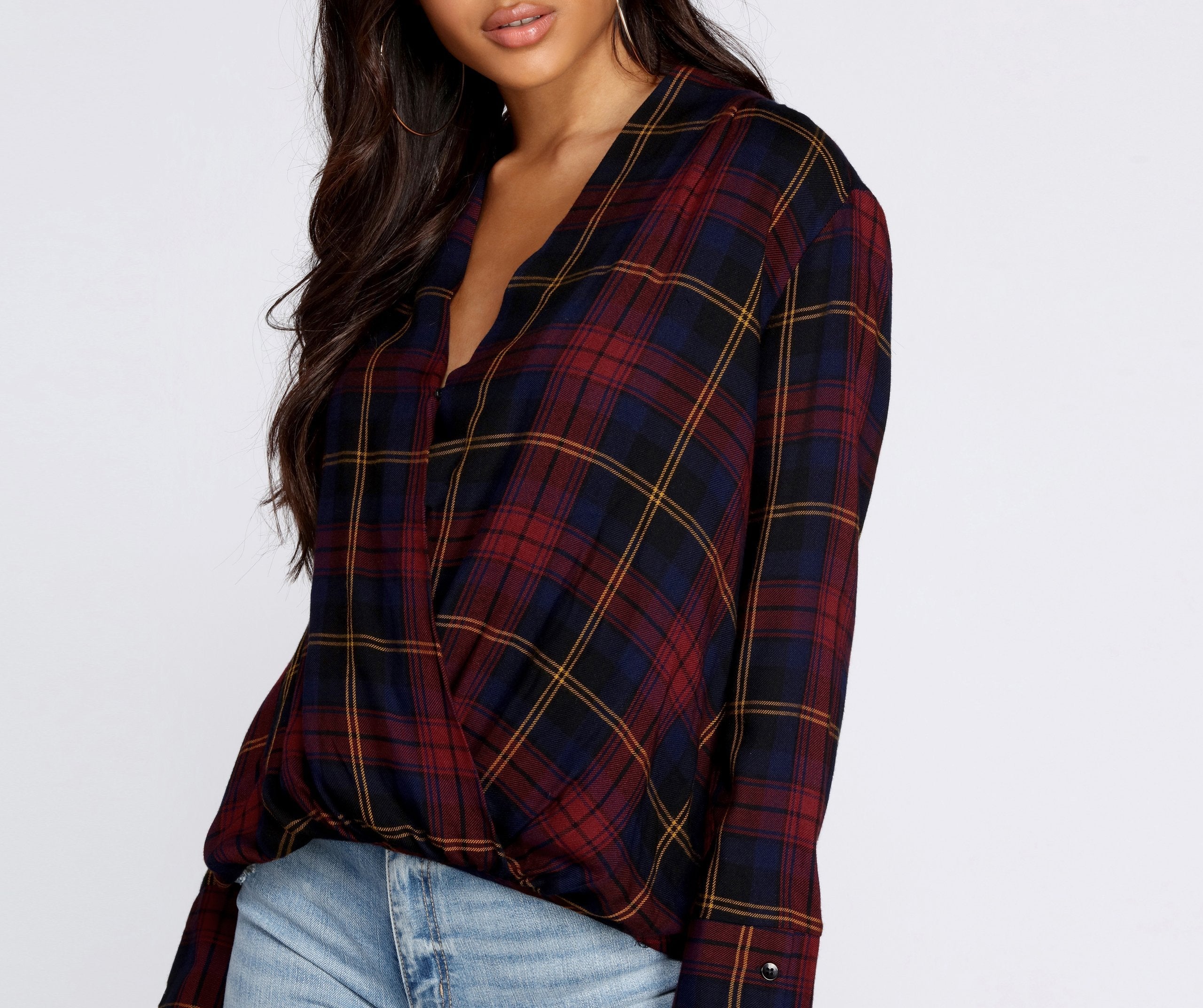 She's Outdoorsy Plaid Top Ins Street