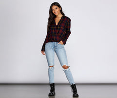 She's Outdoorsy Plaid Top Ins Street