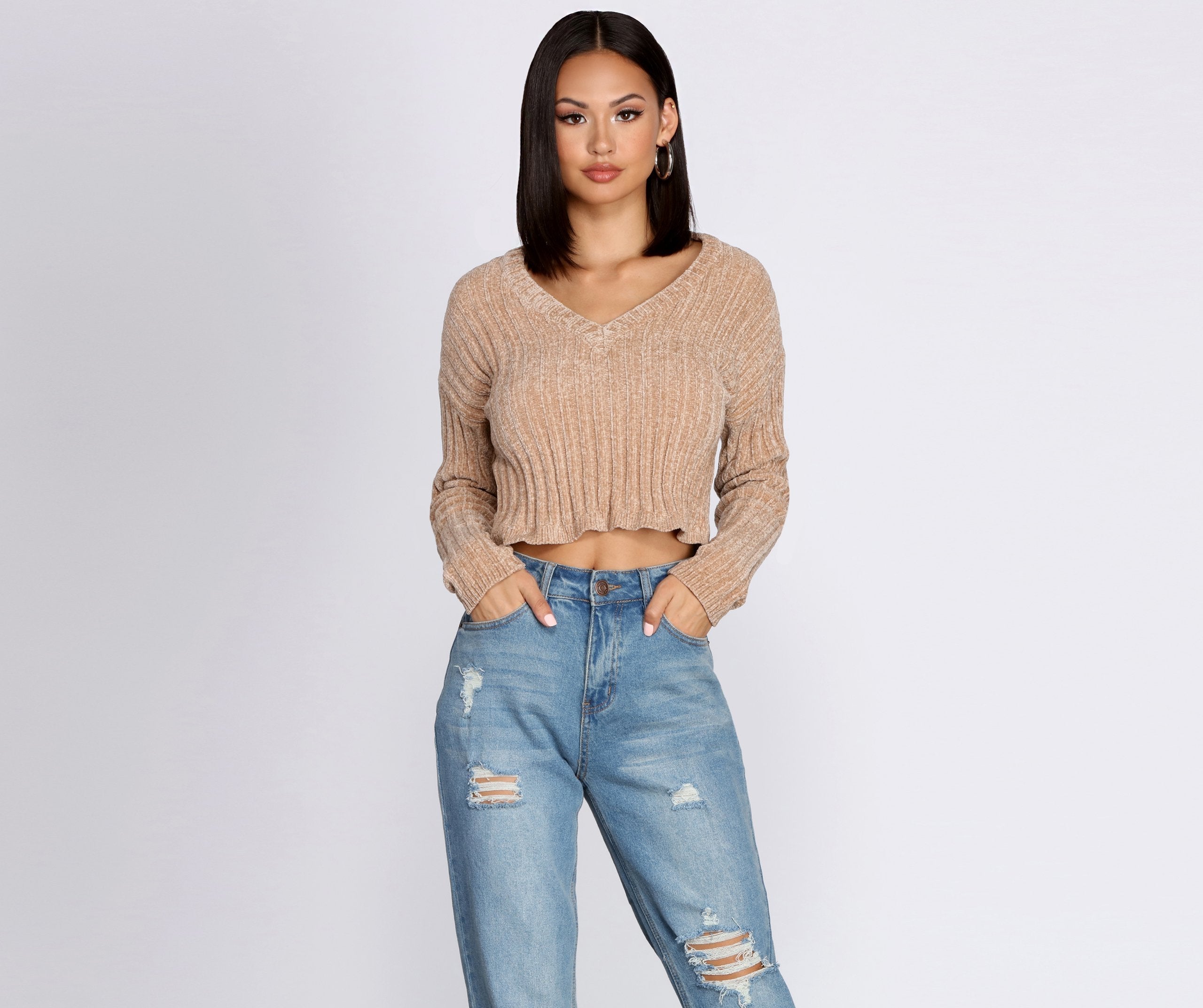 Cozy Chenille V-Neck Sweater Ins Street