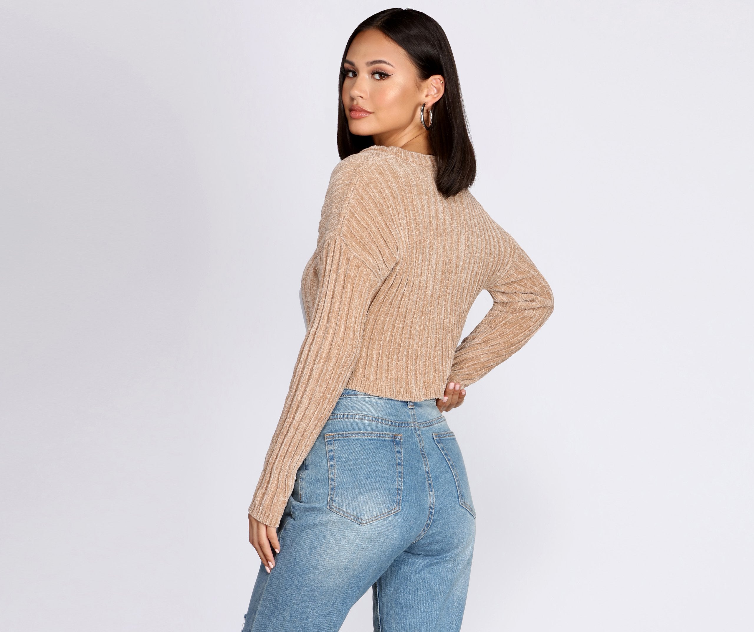 Cozy Chenille V-Neck Sweater Ins Street