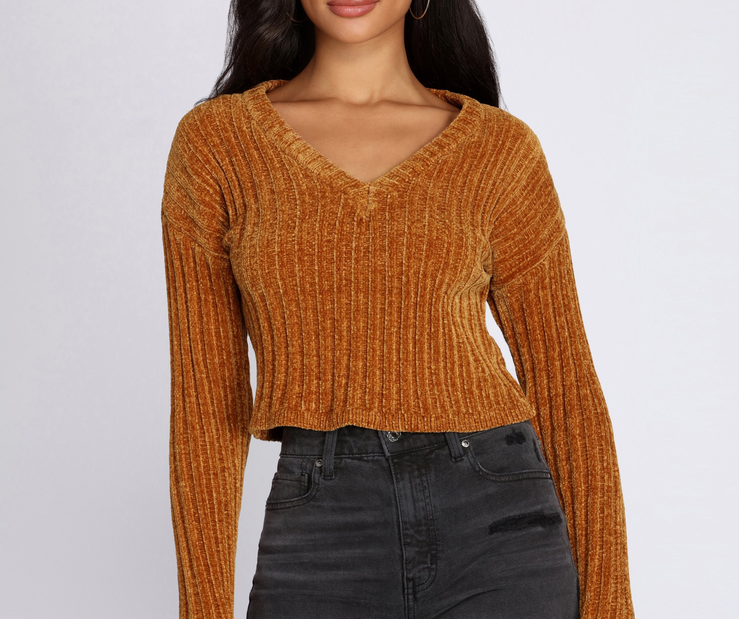 Cozy Chenille V-Neck Sweater Ins Street