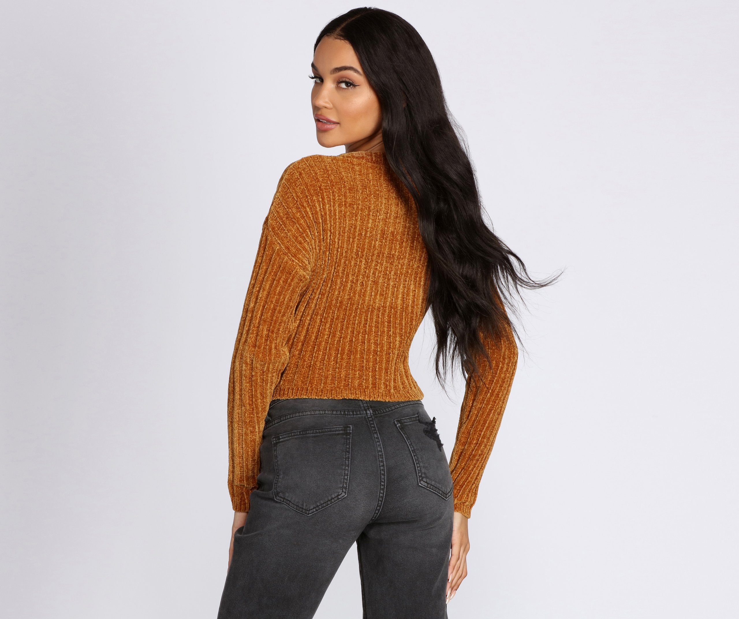 Cozy Chenille V-Neck Sweater Ins Street