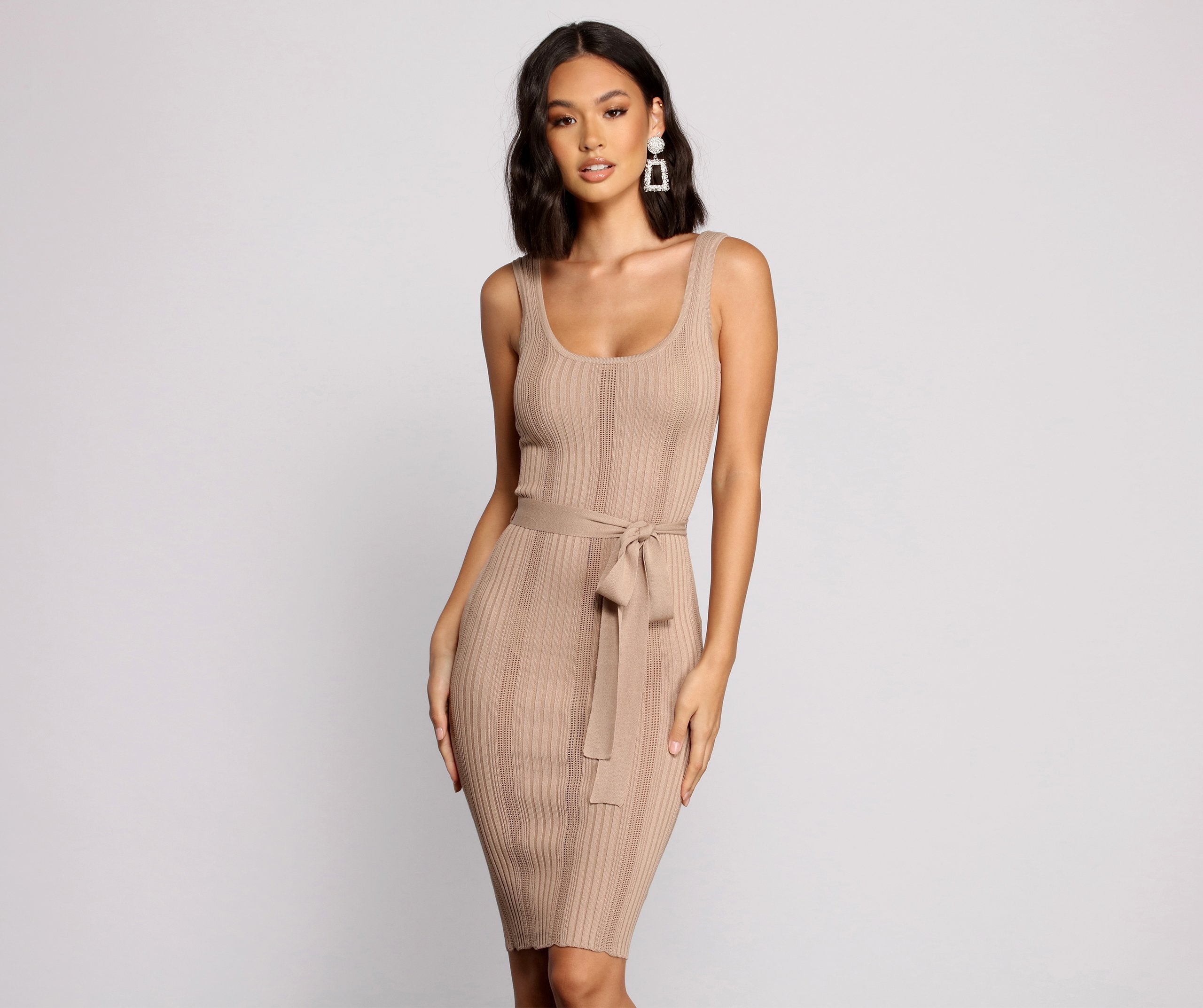 Slay In Style Ribbed Scoop Neck Midi Dress Ins Street