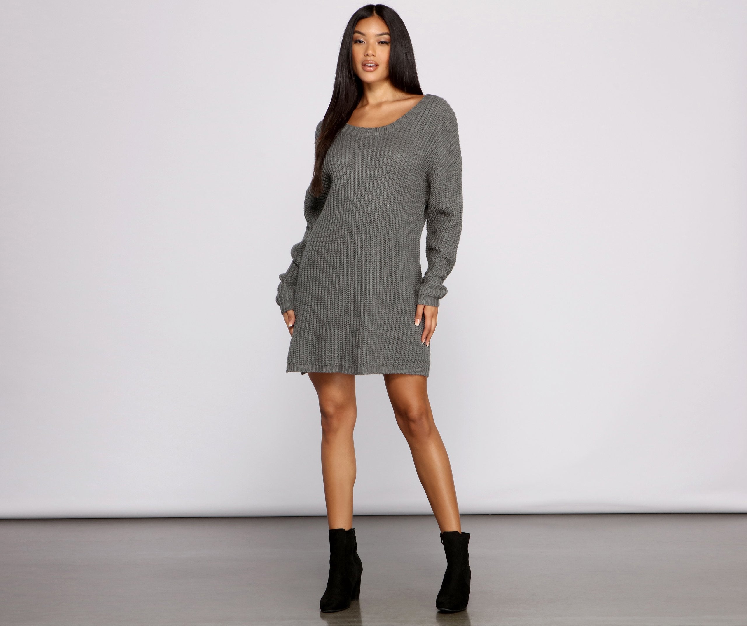 Cozy Knit Long Sleeve Tunic Ins Street