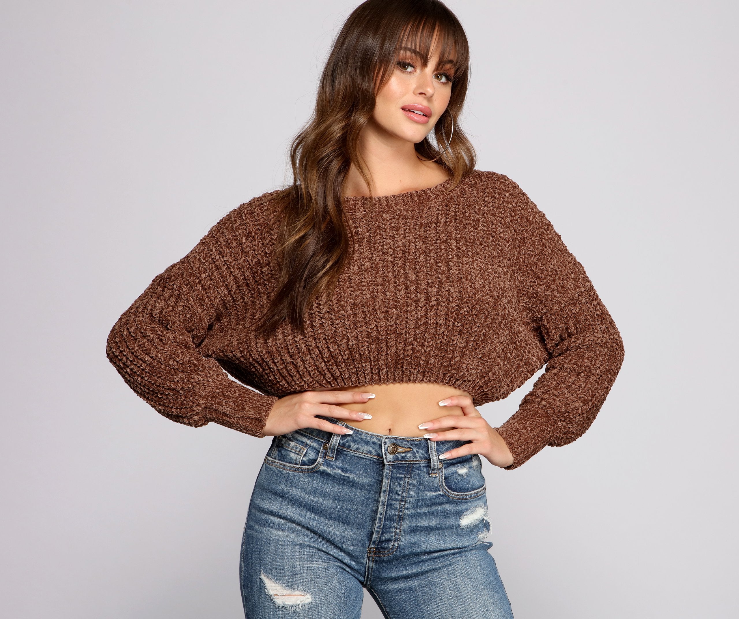 Cozy Chenille Cropped Sweater Ins Street