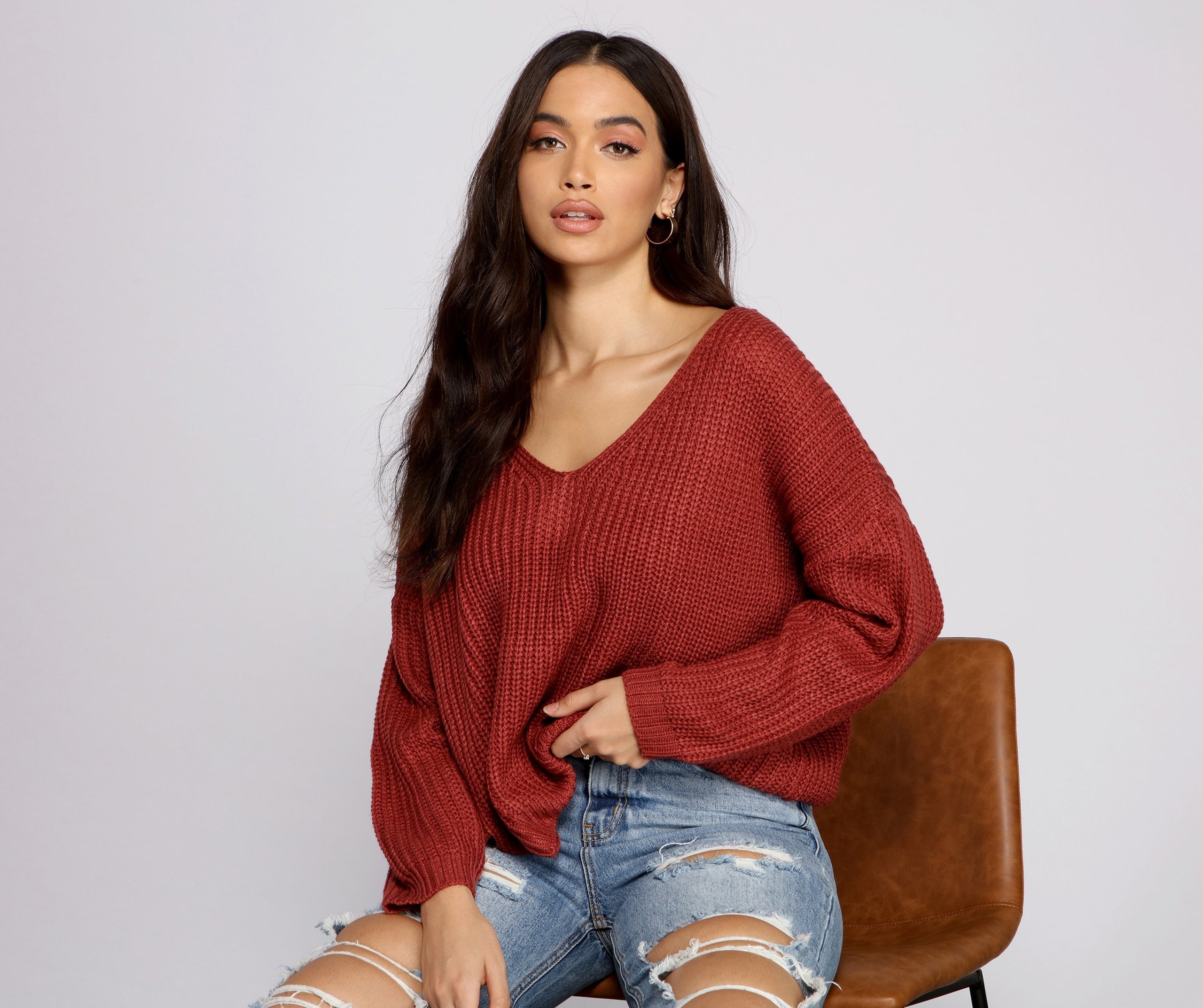 Lattice Back Oversized Pullover Sweater Ins Street