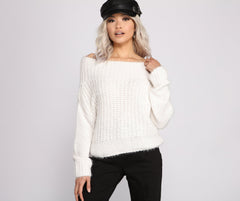 Cozy Eyelash Knit Off The Shoulder Sweater Ins Street