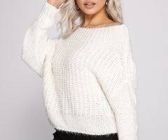 Cozy Eyelash Knit Off The Shoulder Sweater Ins Street