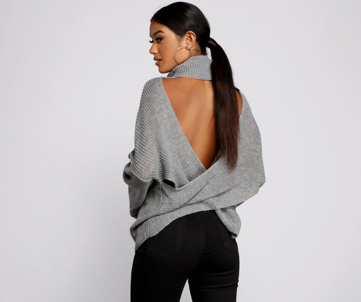 So Chic Surplice Open Back Sweater Ins Street