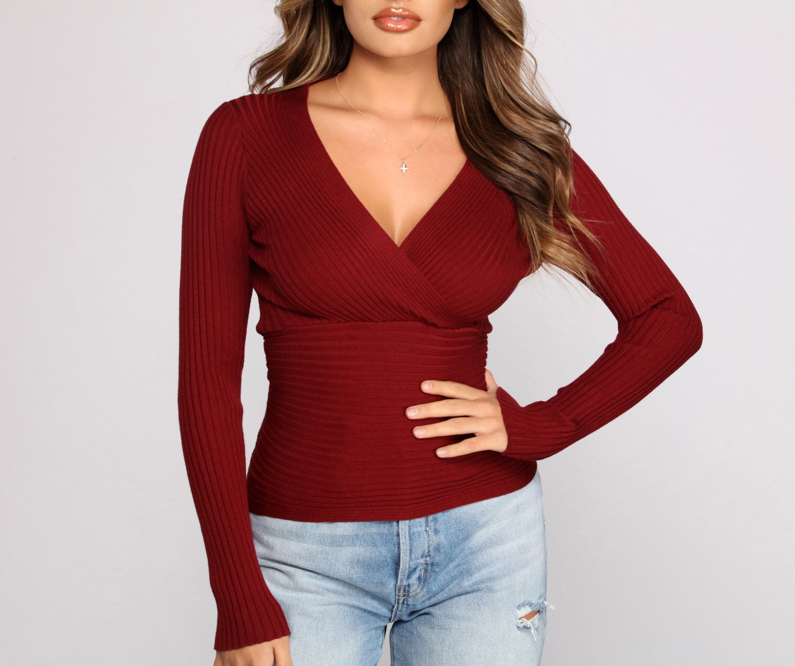 Cozy Ribbed Knit Long Sleeve Top Ins Street