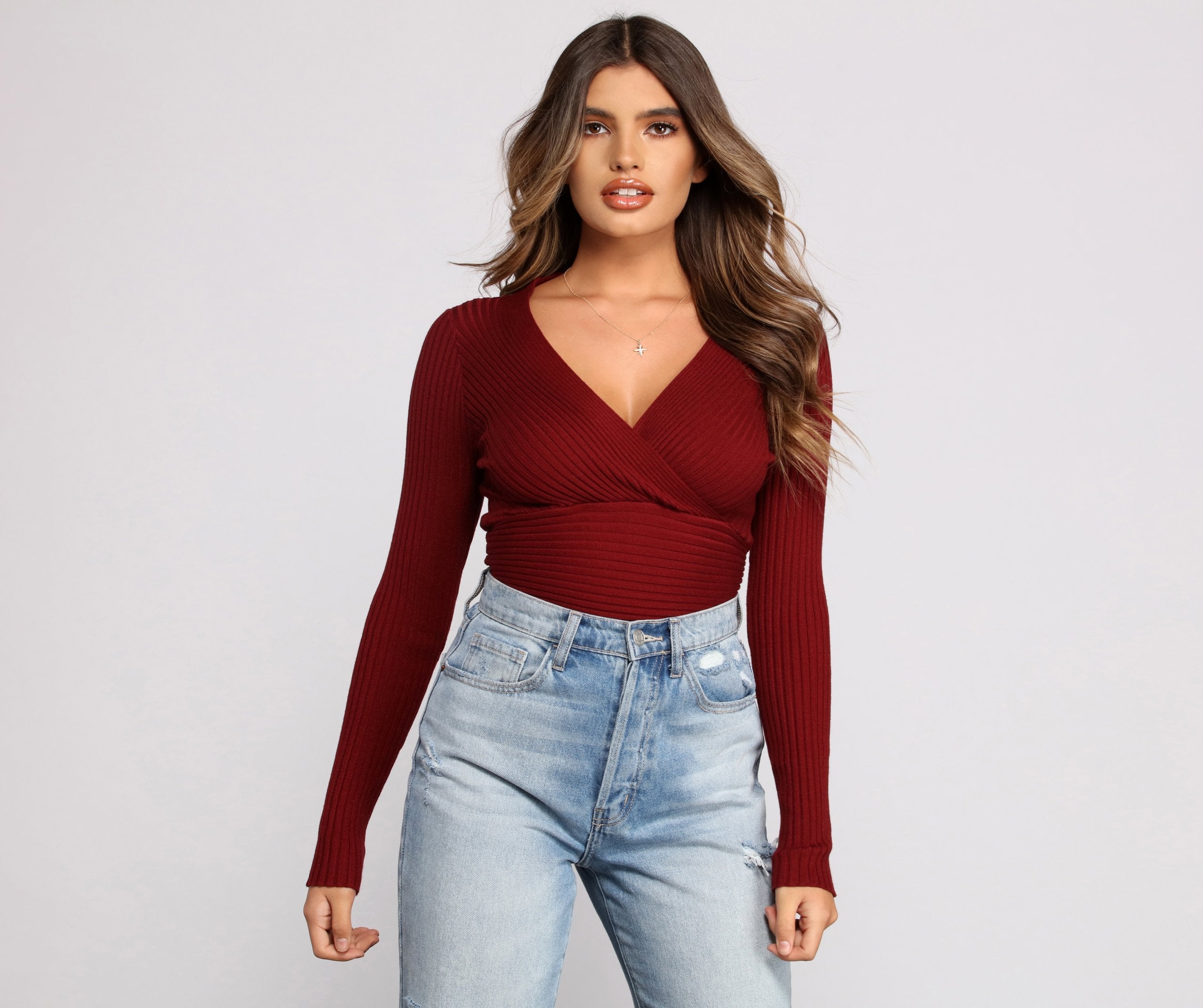 Cozy Ribbed Knit Long Sleeve Top Ins Street