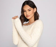 Cozy Cropped Popcorn Knit Sweater Ins Street