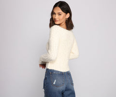 Cozy Cropped Popcorn Knit Sweater Ins Street