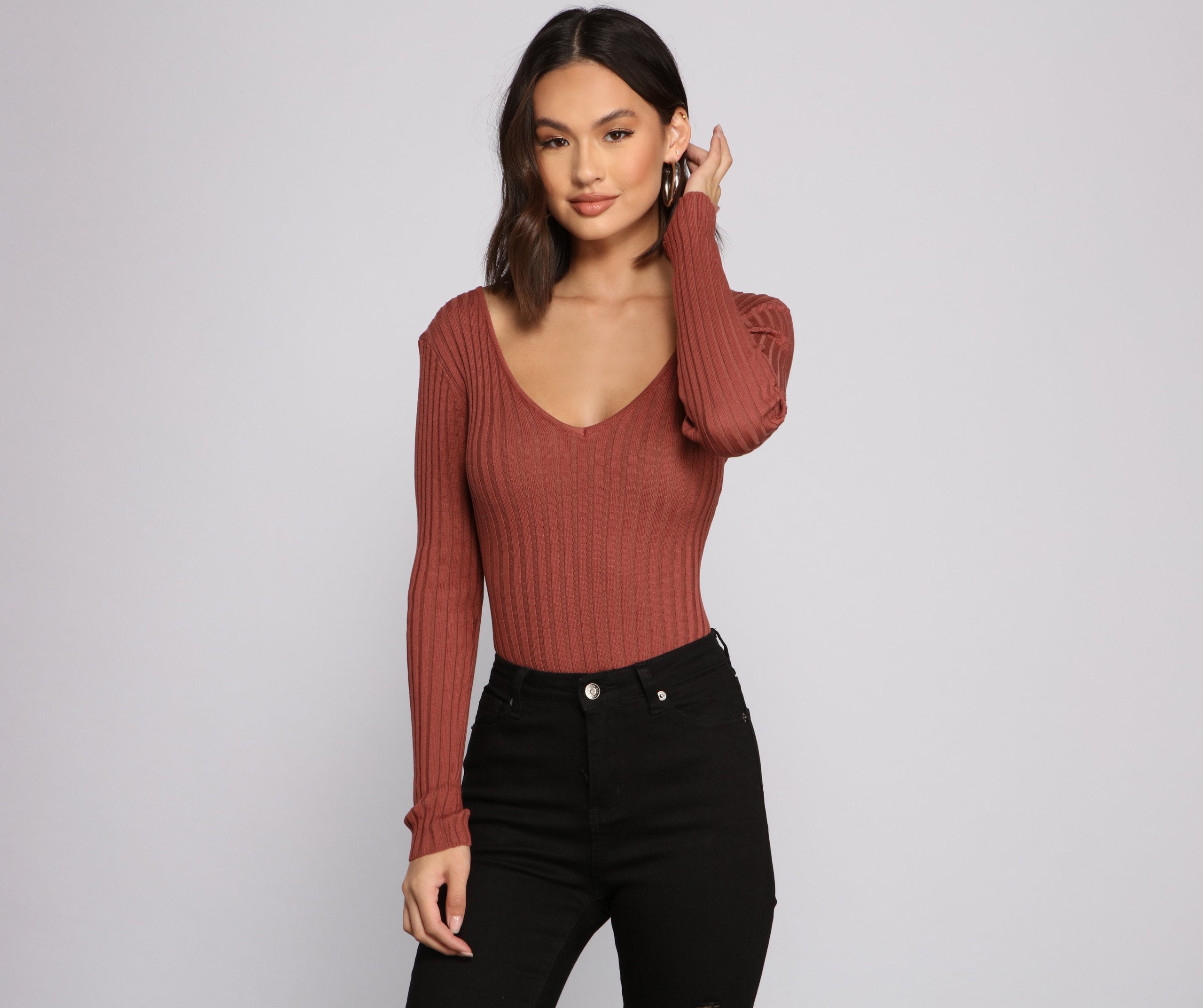 Layer Up Basic Ribbed Knit Bodysuit Ins Street