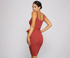 Slay In Style Ribbed Scoop Neck Midi Dress Ins Street