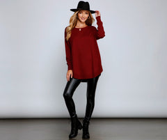 Cozy Basic Lattice Back Tunic ladies-street