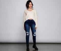 Cute And Cozy Cable Knit Cropped Sweater ladies-street