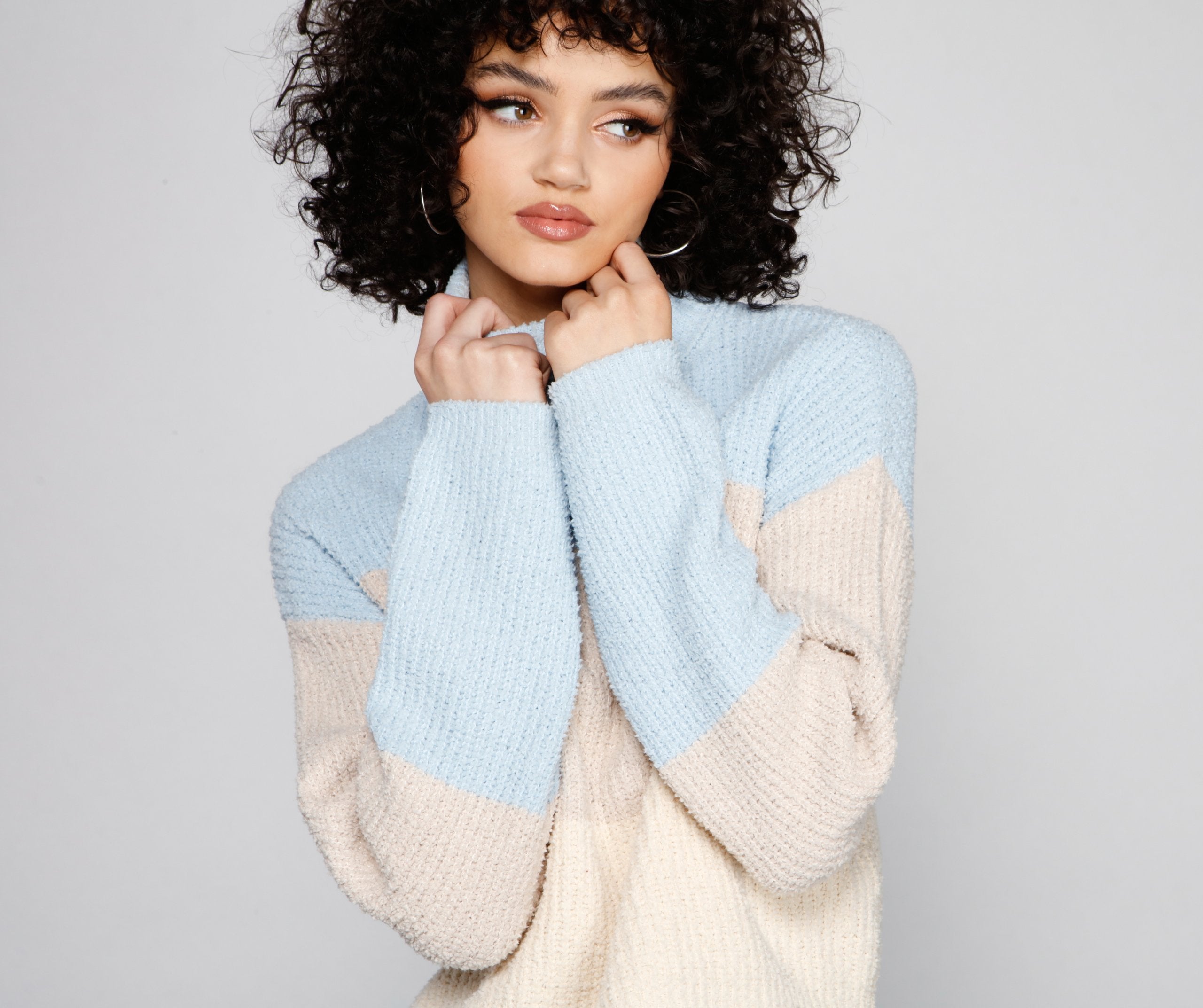 Cozy Color Block Waffle Knit Sweater Ins Street