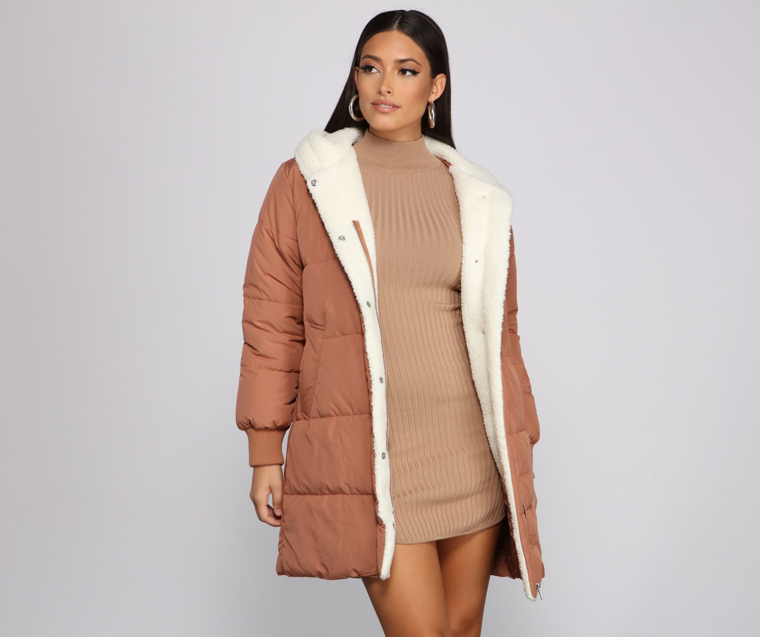 Cozy Up Long Line Puffer Jacket Ins Street