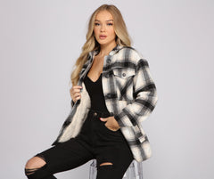 Cozy Plaid Sherpa Lined Shacket Ins Street