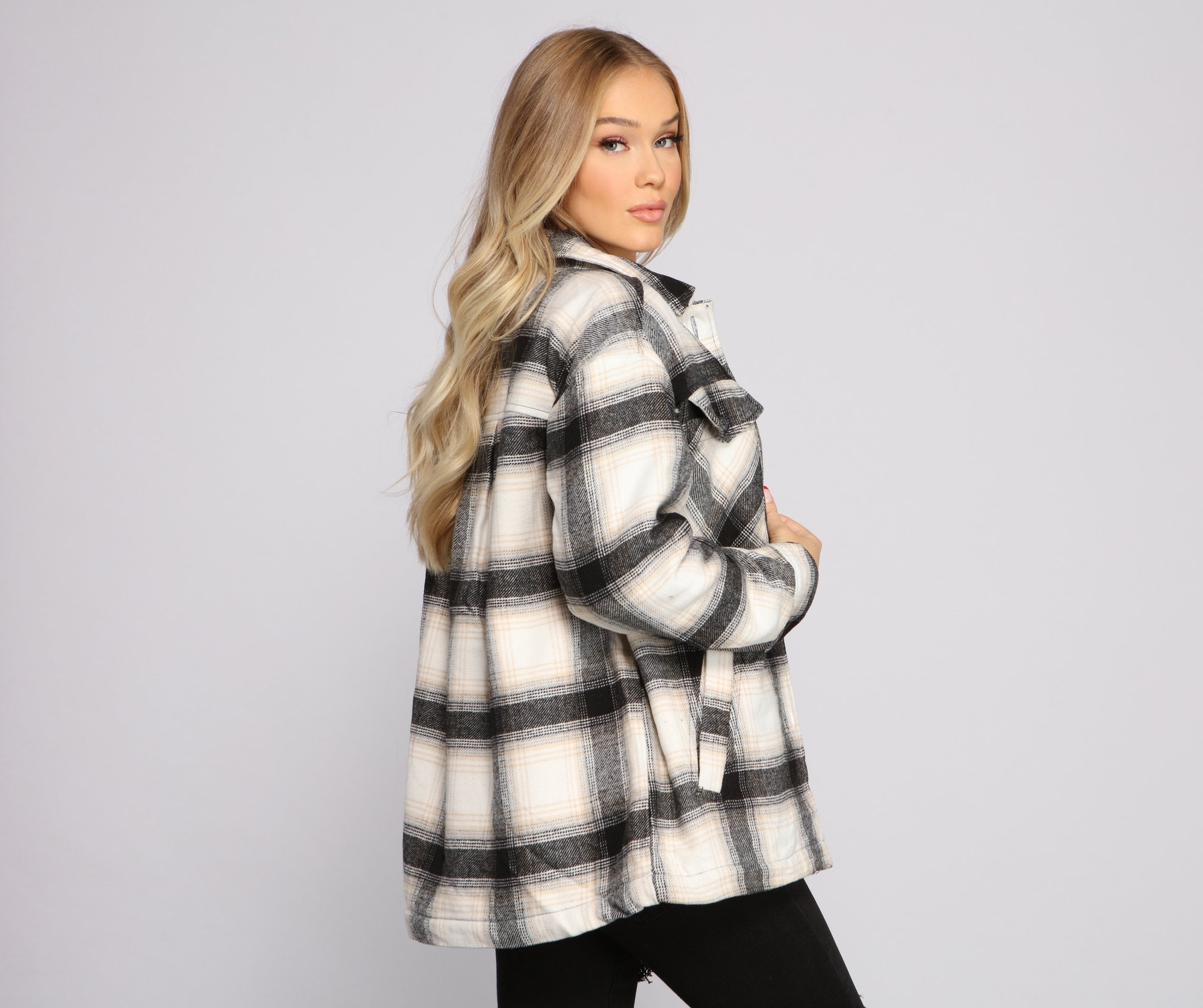 Cozy Plaid Sherpa Lined Shacket Ins Street