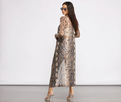 Snake Long Sleeve Mesh Duster Ins Street