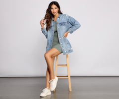 So Chic Long Denim Jacket Ins Street